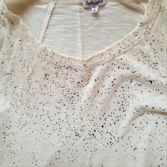 NWOT Splendid Cream & Metallic Knit Top L - Picture 3 of 7